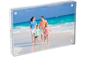 XiYee Marco/Bloque de Fotos de Acrílico Transparente,De pie,Marco de Fotos de Doble Cara con Magnético,Usar Horizontal o Verticalmente (10 x 15 cm)