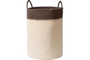 LA JOLÍE MUSE LA JOLIE MUSE Panier tressé en corde de coton, grand panier à linge pour couverture, jouets d'enfants, panier à linge pour chambre d'enfant, flocons d'avoine, 32 litres, taille L