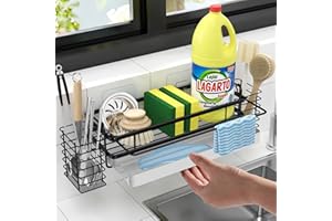 GBLAVM Soporte Estropajo Fregadero con 2 Almacenamiento,Organizador Fregadero Colgado de Desagüe,Organizador Fregadero de Acero Inoxidable con toallero,Organizador Cocina