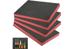 Ranjima 4 stycken skumsnitt 40 x 30 x 5 cm, svart/röd skumplatta, verktygslådor polyetylenskum, skuminlägg, bagageinlägg verk