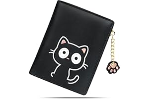 conisy Portafoglio Donna Piccolo, Carina Sottile Portafoglio in formato corto con Bloccaggio RFID e Cerniera Portamonete per Donna e Ragazza (Nero)