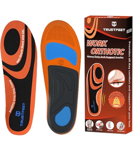 Trustfeet Werkinlegzolen voor Dames en Heren, Comfortabele Inlegzolen met Gel en Boogondersteuning, Anti-vermoeidheid Schoeninlegzolen voor Werkschoenen en de Hele Dag Staan-XS