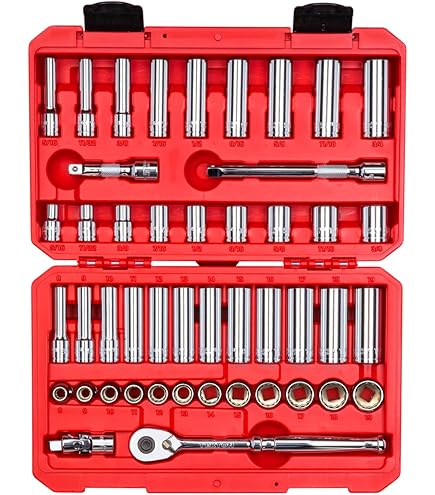 Tekton 1/2 Inch Drive 12-Point Socket Set With Rails And Tray, 23-Piece (10-32 M