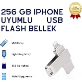 256GB iPhone Uyumlu USB Flash Bellek &Ccedil;ift Girişli Lightning OTG Destekli Taşınabilir Depolama