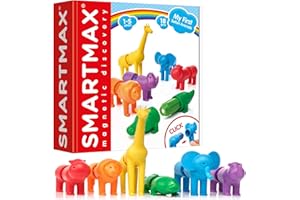 SmartMax - My First Safari Animals - Jouet de Construction Magnétique - 6 Animaux à Assembler - Pour Enfants à Partir de 1 An