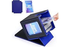 UAONO Magic Deck Box mit MTG Commander-Display, Patentiertes Deck Boxen für 100+ Karten, Sammelkarten-Aufbewahrungsboxen, Spielkarten Deck Case, mit 2 Trennwänden, 1 Toploader (Schwarz Blau)