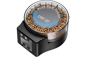 LEIKURVO Futterautomat Aquarium, Automatischer Fischfutterautomat für Aquarium mit Timer, Fischfutterspender mit LCD-Anzeige Fisch Futterautomaten Timer-Zufuhr von Fischfutter (20x7ml Kapazität)
