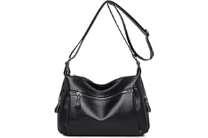 DIRRONA Elegante Donna Borsa a Tracolla Viaggio Borsetta Leggero Pelle Bovina Morbida Crossbody Grande Capacità Donna Casuale Borse a Tracolla Nero A