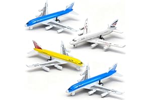 Hymaz Aeroplane Toys 4 Pack, Diecast Metal Pull Back Airplane Toys for 3 4 5 6 7 8 Boys Girls, Aircraft Plane Model for Toddlers Kids Birthday Gifts Cake Toppers Airforce Party Favors