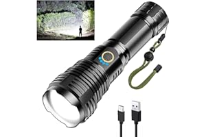 ‎GLARYLIGHT Glarylight Taschenlampe LED Aufladbar 600000 Lumen, LED Taschenlampen Extrem Hell XHP70.2 Taschenlampen Akku USB, Starke Taschenlampe IPX7 Wasserdicht, Zoombar Flashlight für Outdoor NotfäLle