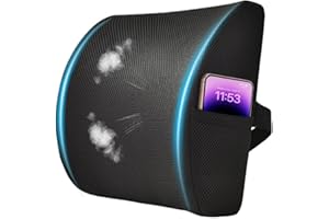 INAEPEAK Lendenkissen Bürostuhl mit Memory Foam Rückenstütze Kissen für Rückenschmerzen Relief, Multifunktionale Lendenwirbelkissen mit Verstellbaren Riemen und Atmungsaktiv Abnehmbarem Mesh-Bezug (Schwarz)