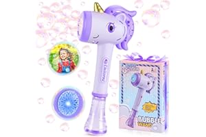 Getatoy Toys for 3+ Year Old Girls Kids: Unicorn Bubble Wand with Cool Light Gifts for Age 3 4 5 6 7 8 Years Old Kids Baby Bubble Machine for Parties Birthday for Toddler Ages 3-8