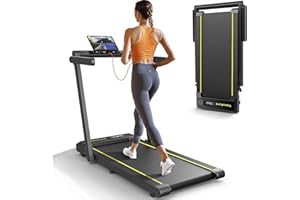 ‎TOPUTURE Klappbar Laufband für Zuhause, 2 in 1 Walking Pad mit Großer Lauffläche, 14 km/h Home Treadmill, Dual LED Anzeige, 12 Laufprogramme, Herzfrequenzmessung, APP und Fernbedienung