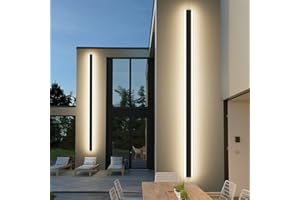 Mikeru 180CM Porch Wall Lights, 60W Modern LED Strip Wall Light Rectangular Black Wall Light 3000K/4500K/6000K IP65 Rainproof Outdoor Wall Sconce Lighting for Garage, Stairs, Garden