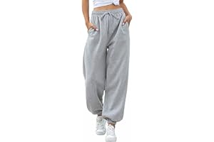 JHSNJNR Sweatpants Womens Cinch Bottom Plain Trousers High Waisted Baggy Joggers Lounge Pants Sports Tracksuit Bottoms