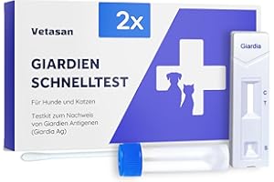 Vetasan 2X Giardien Schnelltest für Hund & Katze I Professioneller Giardientest zuverlässig & schnell I 98,3% Genauigkeit I Giardien Test, Giardia Test