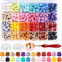 Kit Cire à Cacheter 24 Couleurs - 600+ Perles Octogonales - Inclut Cuillère, Pince Et Bougies - Mariage, Invitations