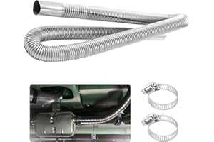 HIAHXC Tubo di scarico per riscaldatore diesel,tubi di scarico in acciaio inossidabile con 2 fascette,tubo di scarico per generatore con riduzione del rumore,kit tubo flessibile per silenziatore (150CM)