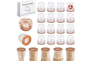 Ezprotekt Protectores de Suelo de Silicona Transparente mejorados para Patas de Silla, 21-25mmTapas de Silicona 32P con Fieltro Envuelto, Fundas de para Patas de Silla, Protectores de pies de Silla