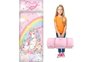ALLDOMESS Saco de Dormir para niños con Almohada, tapete de Siesta para niños y niñas, cálido Saco de Dormir de 150 x 60 cm, tapete de Dormir Enrollable con Doble Cremallera