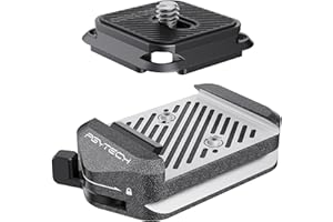 PGYTECH Plaque & Pince Arca-Swiss V2 à Dégagement Rapide, avec Filetage 1/4"-3/8" pour Sony/Nikon/Fuji/DJI Passage Entre Trépieds/Gimbals/Sliders/Stabilisateurs (Pince + Plaque)