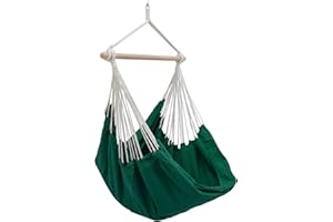 AMANKA Fotel wisz?cy dla 2 osób hamak 185x130cm Krzes?o 100% bawe?na hu?tawka XXL 150kg siedzisko do hu?tawki ciemnozielone