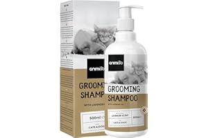 ANIMIGO Szampon dla psów i kotów – 500 ml – z naturalnym olejkiem lawendowym – do sierści i skóry wrażliwej – zrównoważone pH – delikatny zapach – do codziennej pielęgnacji