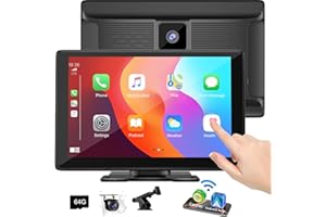ACCFLY 10.1" Wireless Car Play Screen for Larger Vehicles, for Apple Car Play&Android Auto,with 4K Front Dash Cam,1080P Backup Camera,GPS Navigation,Voice Control,Mirror Link Bluetooth for SUVs, Trucks, Vans