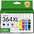 CATJOY 364XL Ink Cartridges Replacement for HP 364 XL for Deskjet 3520 3521 3070A Photosmart 5510 5520 b110 5511 5515 5524 6510 6520 6512 7510 7520 Officejet 4610 4620 (B/C/M/Y，4-Pack)