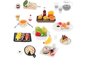 Amabro Miniaturowe jedzenie i picie, 50-częściowy zestaw zabawek z żywicy, 1:12, domek dla lalek, akcesoria dla lalek, mini kuchnia, mały domek dla lalek, akcesoria dla dziewcząt, chłopców, na imprezę