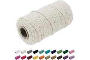 Uiopa Macrame Cord 1.5mm x 100m, Thick Rope Yarn Natural Cotton Cord, 2-Ply Macrame String for DIY Crafts, Plant Hangers, Wall Hangings, Decorations (Natural)