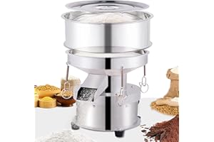 YUCHENGTECH Tamiz Vibratorio Eléctrico 30cm Tamizador de Harina Automática Tamiz de Harina Eléctrico de Acero Inoxidable para Tamizar Polvos/Gránulos 1350r/min 50W (sin tamiz)