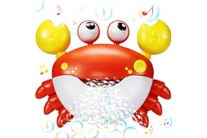 Jiosdo Baby Bath Toys, Automatic Crab Bubble Maker Bath Toys for Toddler Kids, Bath Bubble Machine with 12 Music, Great Bubble Bathtub Toys Gifts for Kids Girls Boys (Red)