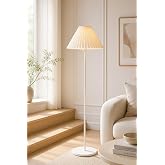 Lora Metal Lambader 150 cm Tek Ayaklı Umbrella Krem Kırma Kumaş Başlık Abajur LAM04