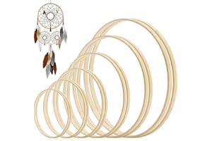 Aoliandatong 12 Stück 6 Größen Holzringe zum Basteln - Bambus Holz Ringe Hoops Kranz Ringe Set für Makramee, DIY Traumfänger, Blumenkranz Türkranz und Wandbehang Fensterdeko (2X 10/15/20/23/26/30cm)