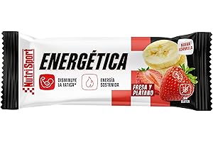 Nutrisport - Barritas Energéticas 49g - Sabor Fresa y Plátano - Alto en Proteínas y Carbohidratos - Sin Aceite de Palma - Sini Gluten - Caja de 24 unidades