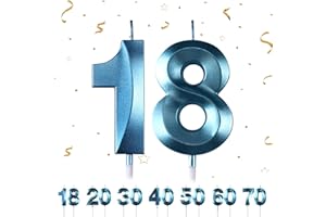 PARTYHAUSY 18th Birthday Candles Numbers 18 Birthday Blue Candles for Cake, 3D Diamond Shape Cake Candles Decorations for Birthday Party Wedding Anniversary Celebration Supplies