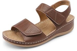 DREAM PAIRS Women's Wedge Sandals for Summer Wide Fit Walk Comfortable Ankle Strap Open Toe Cushion Shoes for Women with Arch Support Outdoor