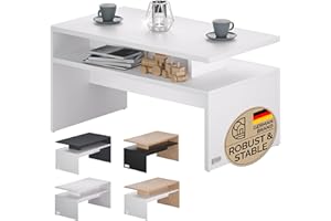 Casaria® Tavolino Salotto da Divano 95x55x50cm Mobiletto Basso in Legno Carico Max 50kg Tavolo Moderno Soggiorno da Caffé da Pranzo Coffe Table Letto