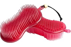 LeMieux Hippo Brush in Pink Two in One Horse Grooming Aid with Gentle Bristles and Rubber Scrubby Sponge - One Size