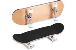 Nikou Finger Skateboards, Maple Wooden+Alloy Fingerboard Finger Skateboards With Box Reduce Pressure Finger Board for Kids Gifts (White Wheels)