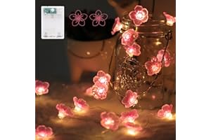 Afaiup Flower Fairy String Lights,2M Pink Cherry Blossom Lights with 20 LED,Fairy Light Battery case with Timing Function,Fairy Lights Spring Decoration for Indoors,Bedroom,Christmas Decoration