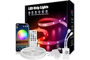VKH Striscia LED 10 Metri, 5050 RGB Colorate con Telecomando e App, Sincronizza Cambia Colore con la Musica, Luci LED per Camera da Letto, Cucina, Decorazione per Feste, Bar (1 * 10m)