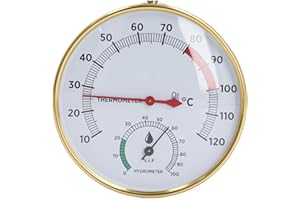 SXHLSELLER 2 in 1 Sauna Thermometer Fahrenheit, Wall Mounted Sauna Temperature Gauge Hygrometer, 10 to 120℃ Aluminum Hygrothermograph for Home Greenhouse Spa Room