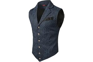 VATPAVE Mens Victorian Suit Vest Steampunk Gothic Waistcoat