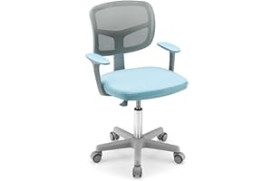 COSTWAY Sedia per Scrivania per Bambini, Sedia per Computer con Altezza Regolabile, Ruote con Freni, Sedile Girevole a Rete, Mobile Ergonomica per Bambini 3-10 Anni 3-10 Anni (Blu)