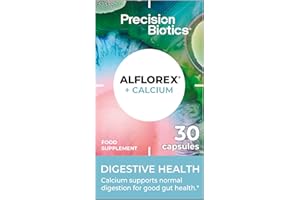 PRECISIONBIOTICS Alflorex + Calcium - Daily Gut Health Probiotics Supplement with Unique Bifidobacterium Longum Bacteria Strain 35624 + Calcium - Bacterial Cultures - 30 Capsules