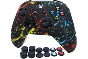 RALAN Controller-Hülle für Xbox One, rutschfeste Silikon-Controller-Abdeckung, Schutzhülle, kompatibel mit Xbox 1 kabellos/kabelgebundenem Gamepad Joystick mit 4 Daumengriff-Kappen und schwarzem