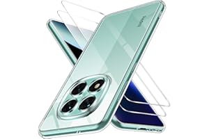 Oelrstfe Coque pour Xiaomi Redmi Note 14 Pro 5G / Poco X7 5G avec 2 Pièces Verre Trempé, Ultra Transparente Silicone en Gel TPU Souple Étui, Antichoc Anti-Jaune Bumper Housse Protection Case