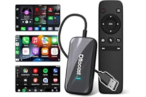 ‎OTTOCAST OTTOCAST Play2Video Ultra z pilotem, 2026 bezprzewodowy adapter CarPlay i Android Auto z wbudowanym Netflix/YouTube/IPTV/Prime Video, Android 12.0 AI Box do samochodów z fabrycznym przewodowym CarPlay